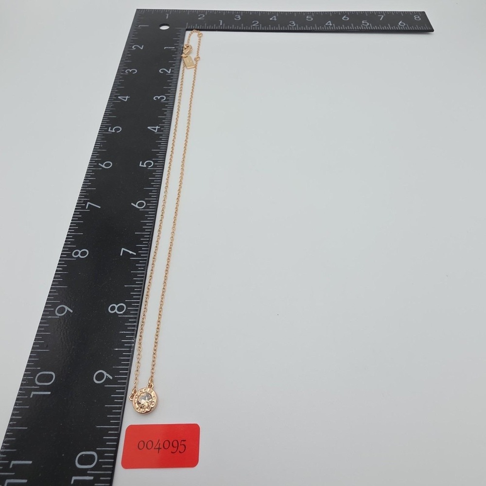 Vtg COACH Necklace Open Circle Crystal Pendant Rose Gold Plate Round‎ Link 18" - Picture 15 of 15